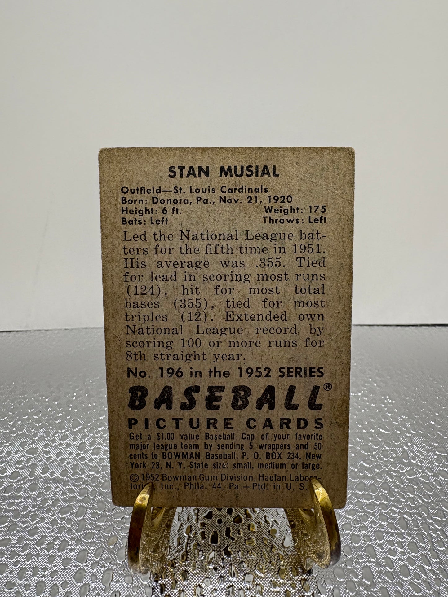 1952 Stan Musial Baseball Card