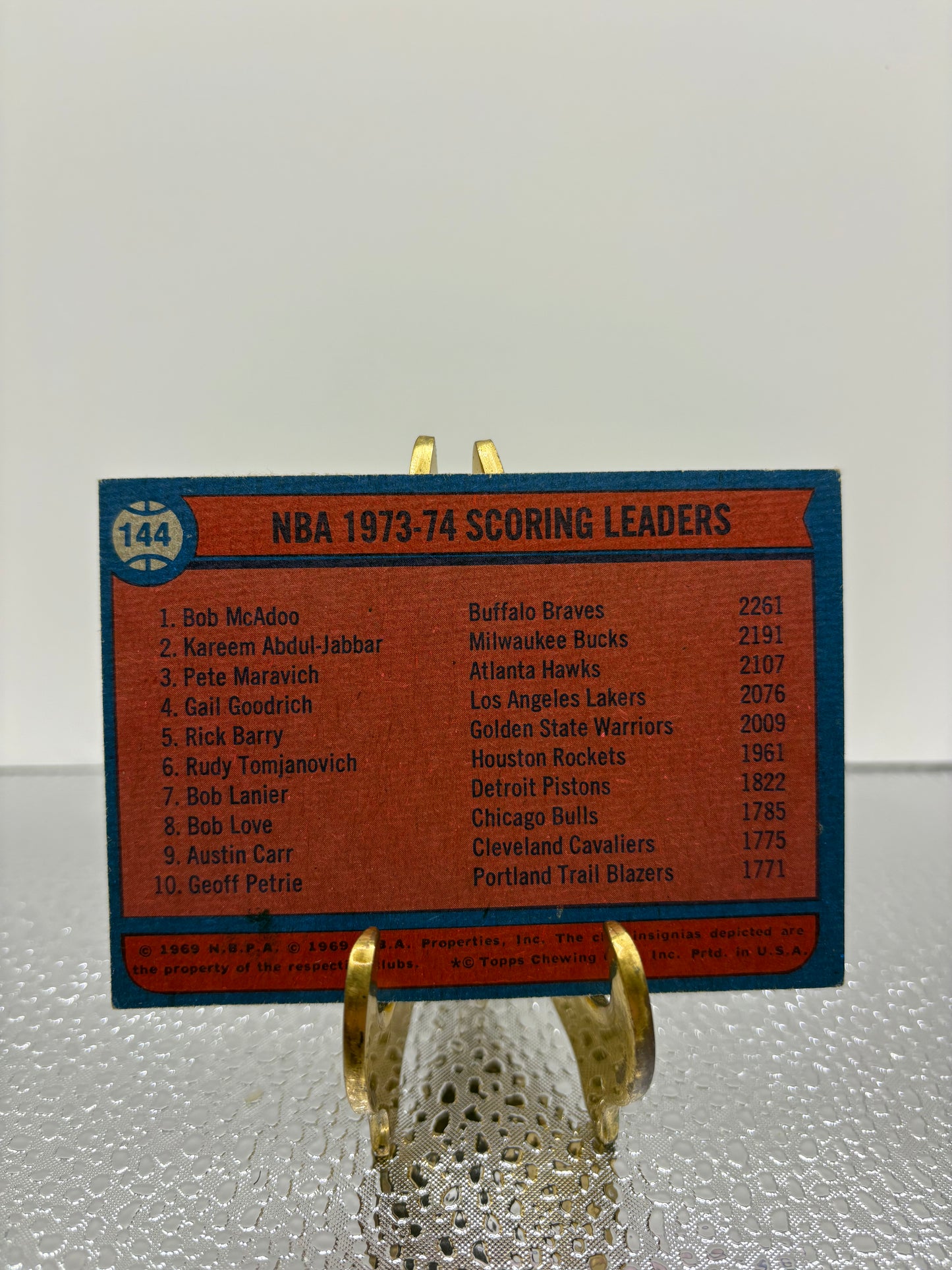 1974 Scoring Leaders (Bob McAdoo, Kareem, Pete Maravich) Basketball Card