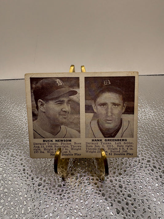 1941 Buck Newsom & Hank Greenberg Double Play Baseball Card